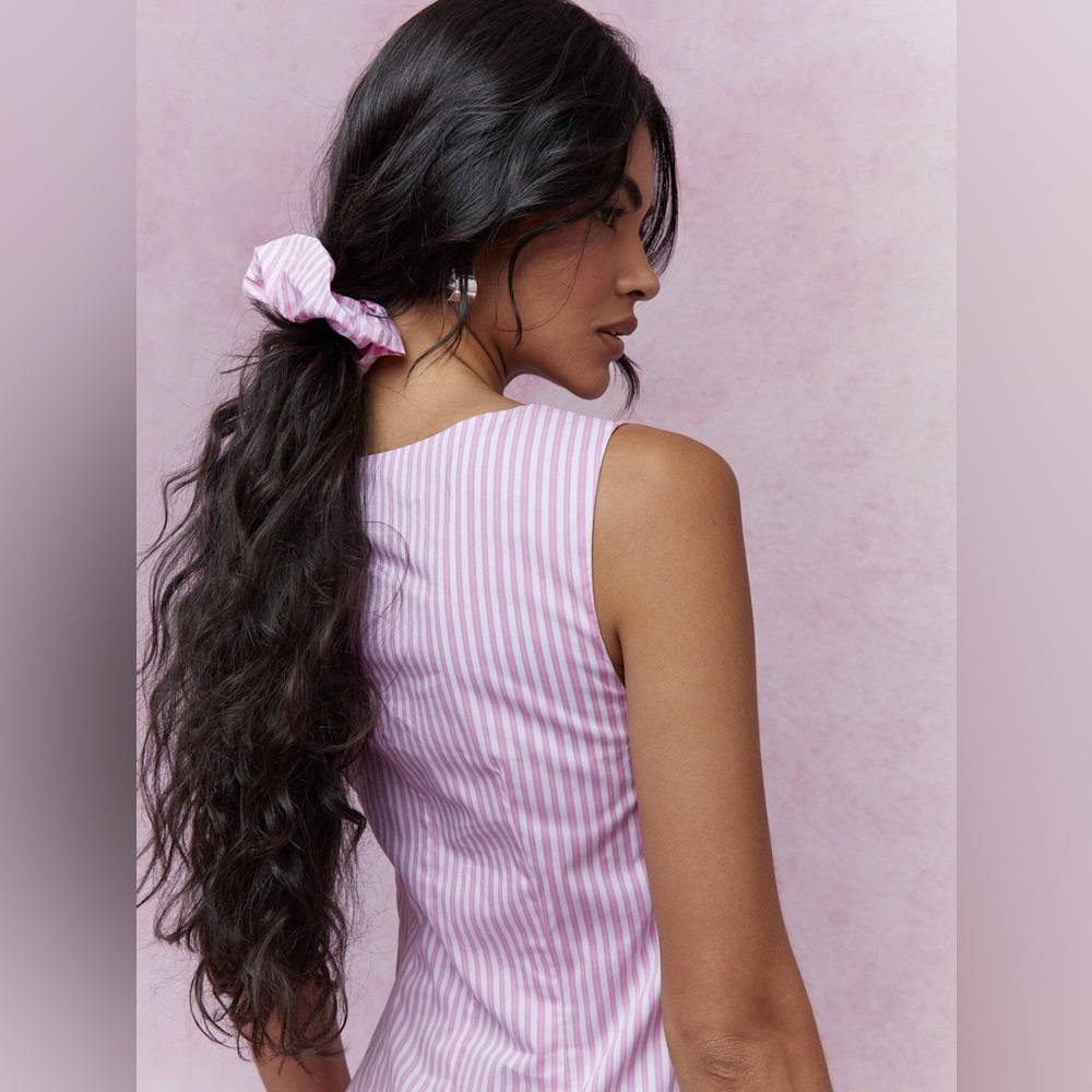 Sleeveless Pink Stripe Bodycon Dress